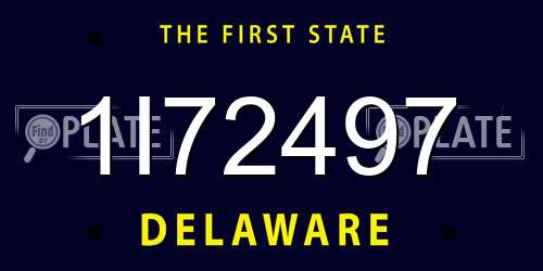 1I72497 Delaware License Plate
