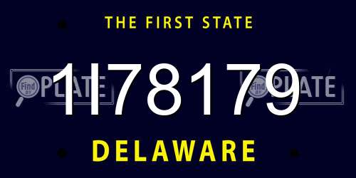 1I78179 Delaware License Plate