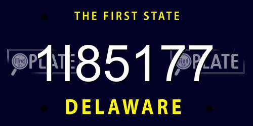 1I85177 Delaware License Plate