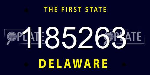 1I85263 Delaware License Plate