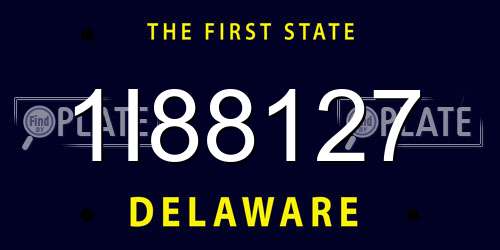 1I88127 Delaware License Plate