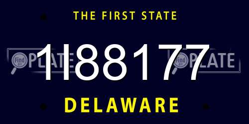 1I88177 Delaware License Plate