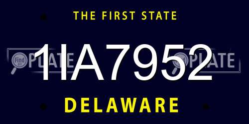 1IA7952 Delaware License Plate