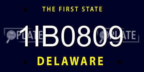 1IB0809 Delaware License Plate