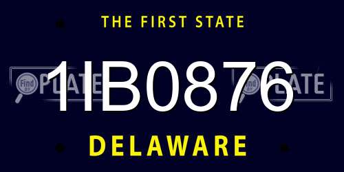 1IB0876 Delaware License Plate