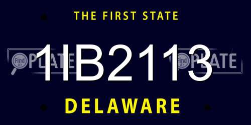 1IB2113 Delaware License Plate