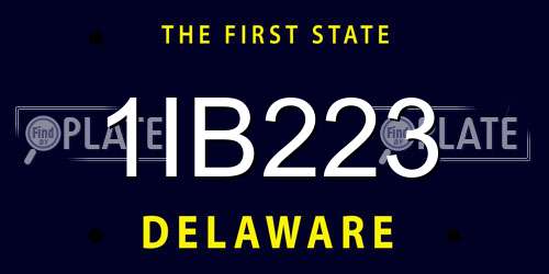 1IB223 Delaware License Plate