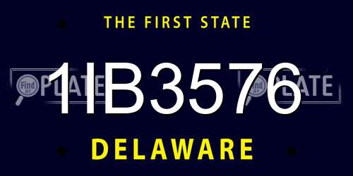 1IB3576 Delaware License Plate