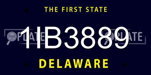 1IB3889 Delaware License Plate