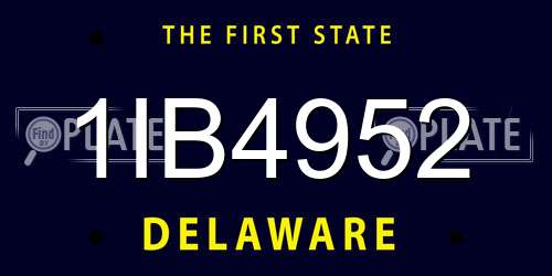 1IB4952 Delaware License Plate