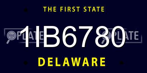 1IB6780 Delaware License Plate