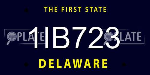 1IB723 Delaware License Plate