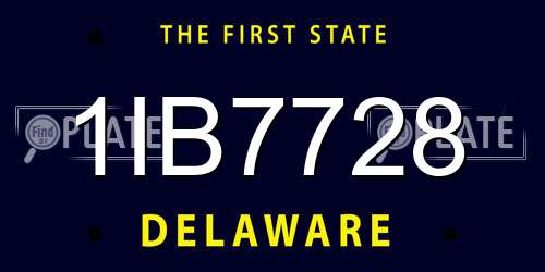1IB7728 Delaware License Plate