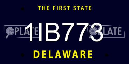 1IB773 Delaware License Plate