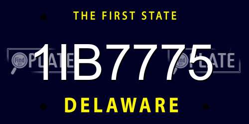 1IB7775 Delaware License Plate