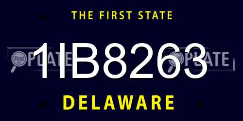 1IB8263 Delaware License Plate