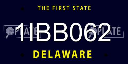 1IBB062 Delaware License Plate