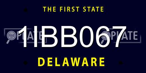1IBB067 Delaware License Plate