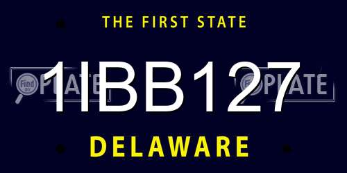 1IBB127 Delaware License Plate