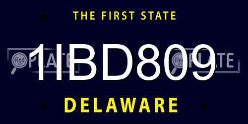 1IBD809 Delaware License Plate