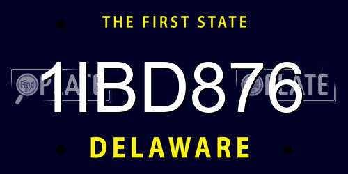 1IBD876 Delaware License Plate