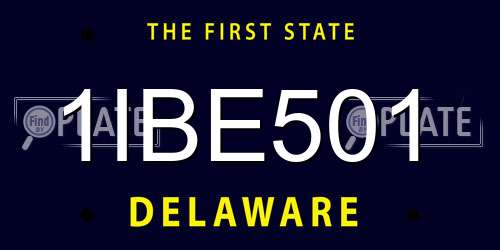 1IBE501 Delaware License Plate