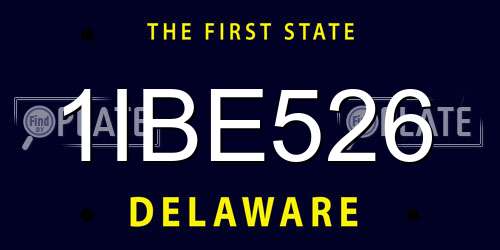 1IBE526 Delaware License Plate