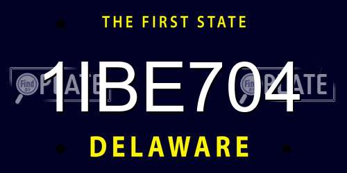 1IBE704 Delaware License Plate