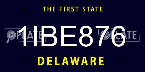 1IBE876 Delaware License Plate