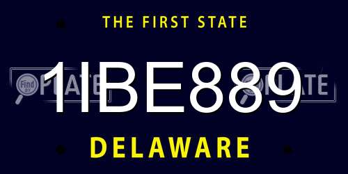 1IBE889 Delaware License Plate