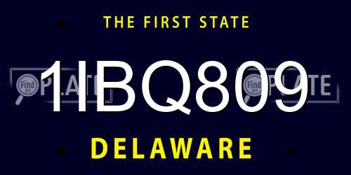 1IBQ809 Delaware License Plate