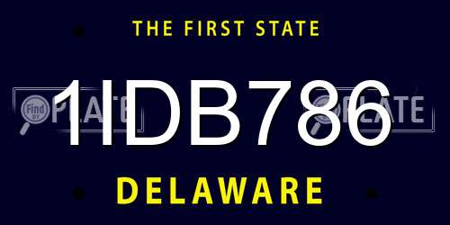 1IDB786 Delaware License Plate