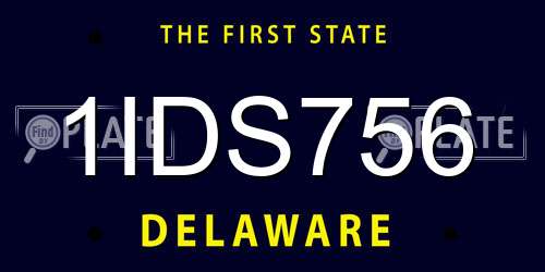 1IDS756 Delaware License Plate