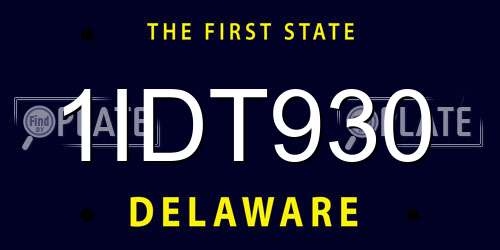 1IDT930 Delaware License Plate