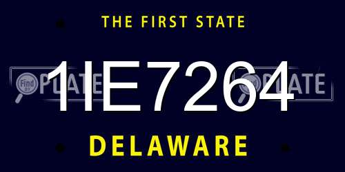 1IE7264 Delaware License Plate