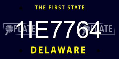 1IE7764 Delaware License Plate