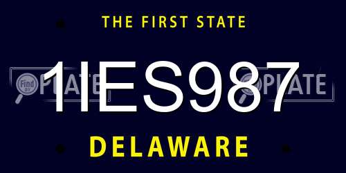 1IES987 Delaware License Plate
