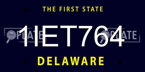1IET764 Delaware License Plate