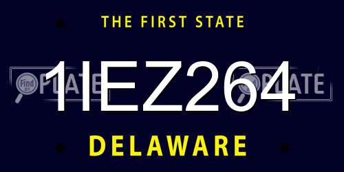 1IEZ264 Delaware License Plate