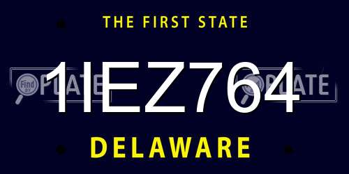 1IEZ764 Delaware License Plate