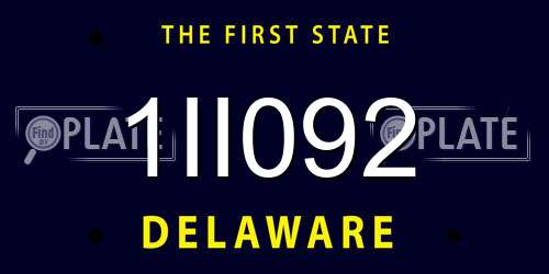 1II092 Delaware License Plate