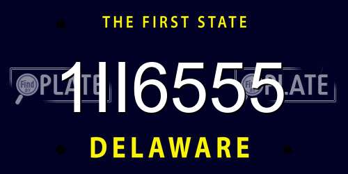 1II6555 Delaware License Plate