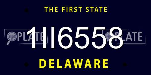 1II6558 Delaware License Plate