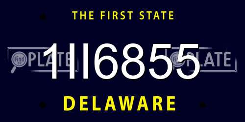 1II6855 Delaware License Plate