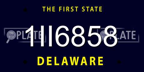 1II6858 Delaware License Plate