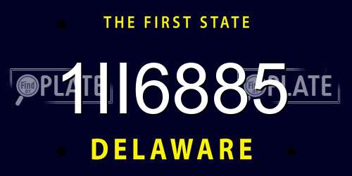 1II6885 Delaware License Plate