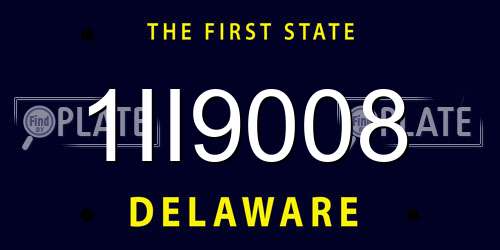 1II9008 Delaware License Plate
