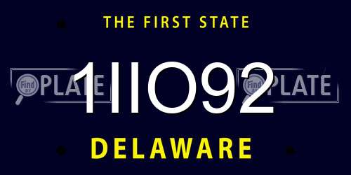 1IIO92 Delaware License Plate