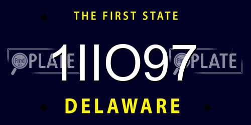 1IIO97 Delaware License Plate