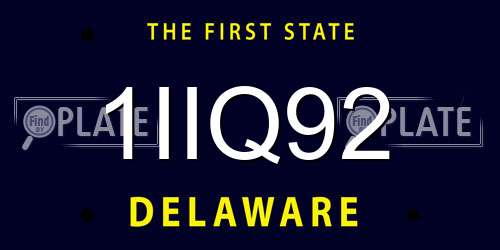 1IIQ92 Delaware License Plate